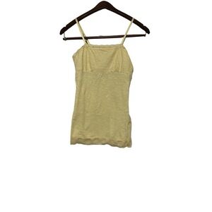 Pale Yellow Cami Lace Edging‎ Adj Straps Vintage Festival Y2K Retro Size S